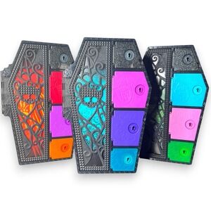 Lot of 3 Monster High Assorted Coffin Lockers Neon Fights w Keys Extras‎